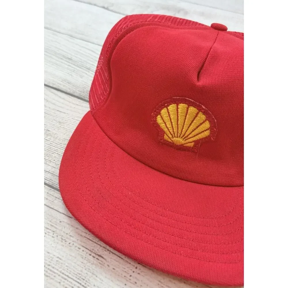VINTAGE Shell Hat Oil Gas Trucker Mesh Cap Snapback 90's MADE IN USA
